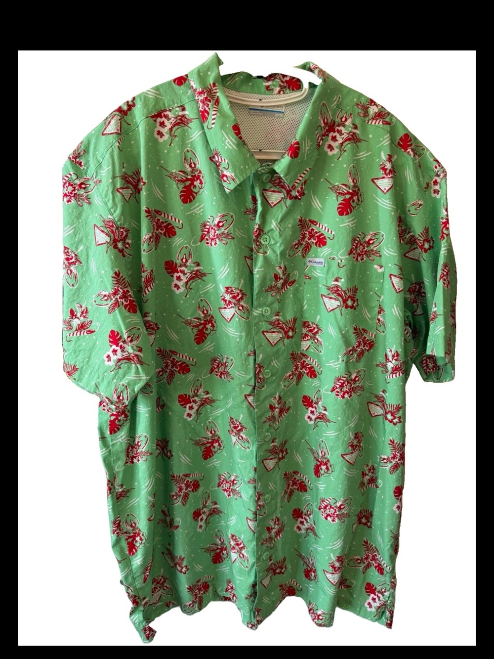 Columbia PFG Green Short-Sleeve Christmas print Size XL Tall